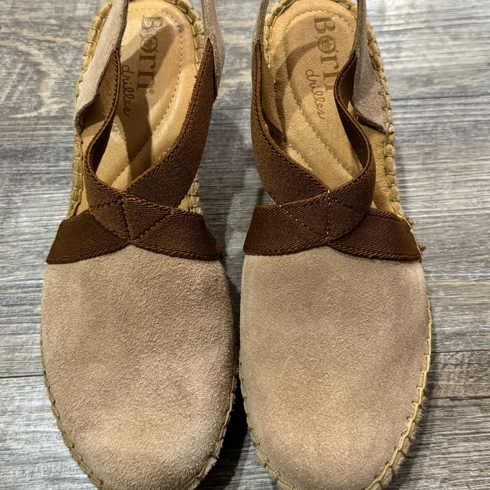 Born Women’s Meade Sandal size 7 Suede Wedge Platform Espadrille Tan Bro… - Picture 7 of 8